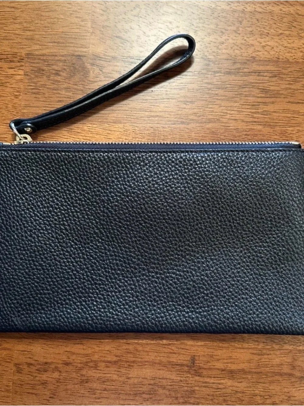 Michael Kors Black Pebbled Leather Wristlet with Gold MK Accent - Picture 2 of 3